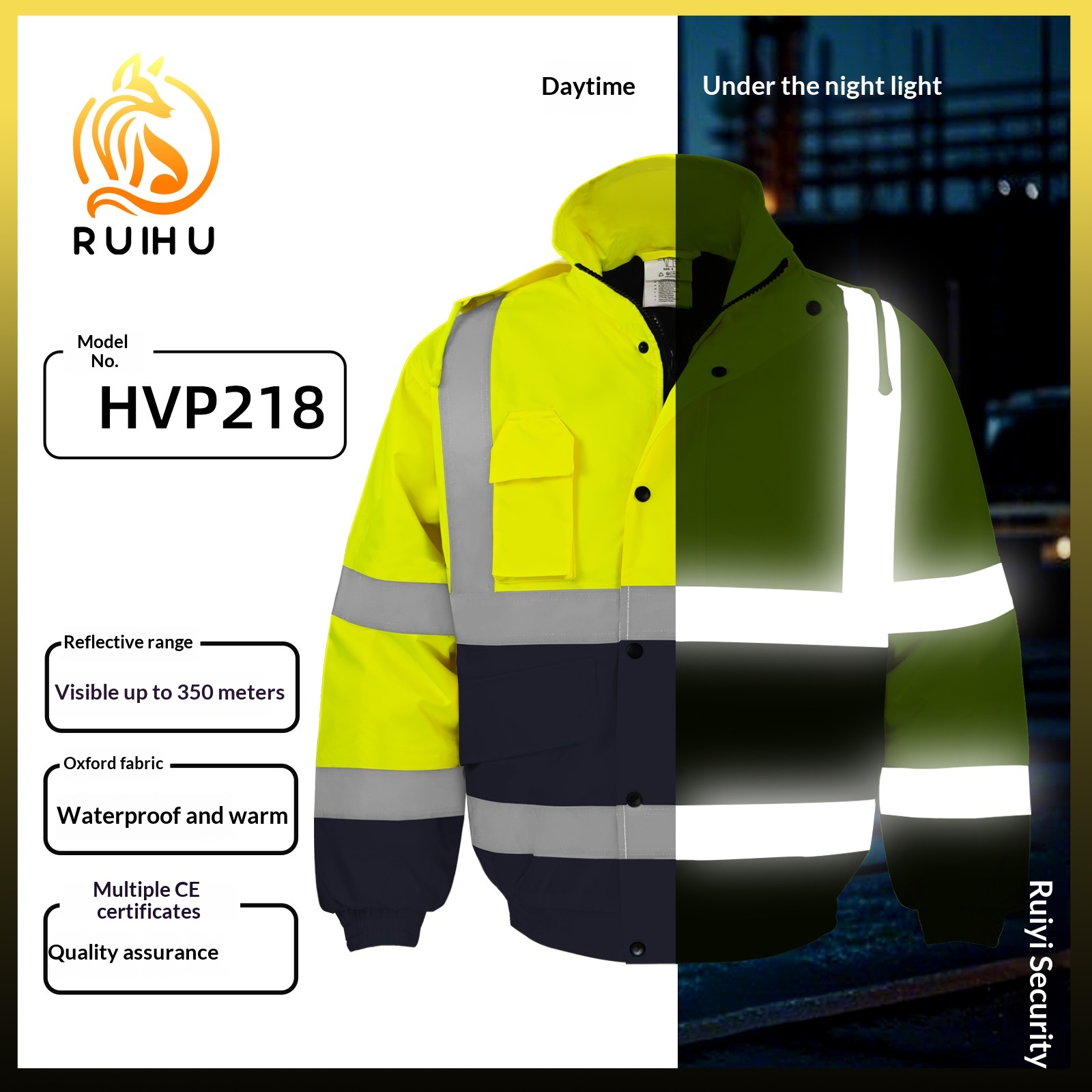 Winter Clothing Pk - เสื้อแจ็คเก็ตกันหนาวแบบสะท้อนแสงสำหรับผู้ชาย สีส้มสะท้อนแสง กันน้ำ เหมาะสำหรับงานกลางแจ้ง