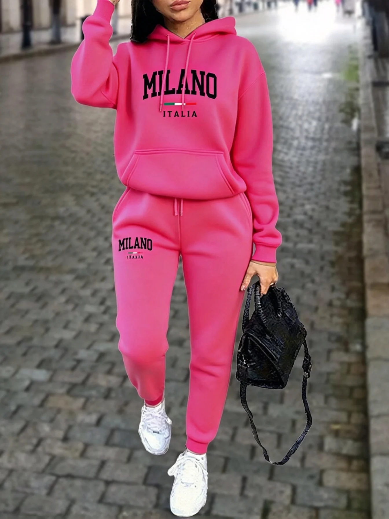 Winter Clothing For Women - ชุดกางเกง MILANO สำหรับผู้หญิง เสื้อผ้าคุณภาพสูง ชุดเสื้อฮู้ดและกางเกงวอร์ม 2