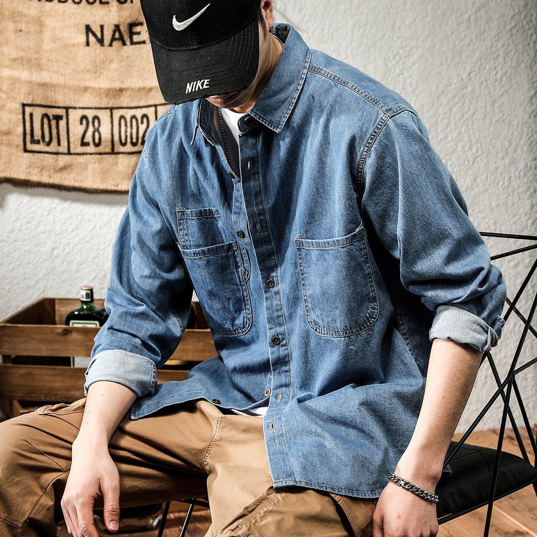 เสื้อเชิ้ตยีนส์แขนยาวสไตล์สปริ - Winter Clothing Pk บทวิจารณ์และราคา