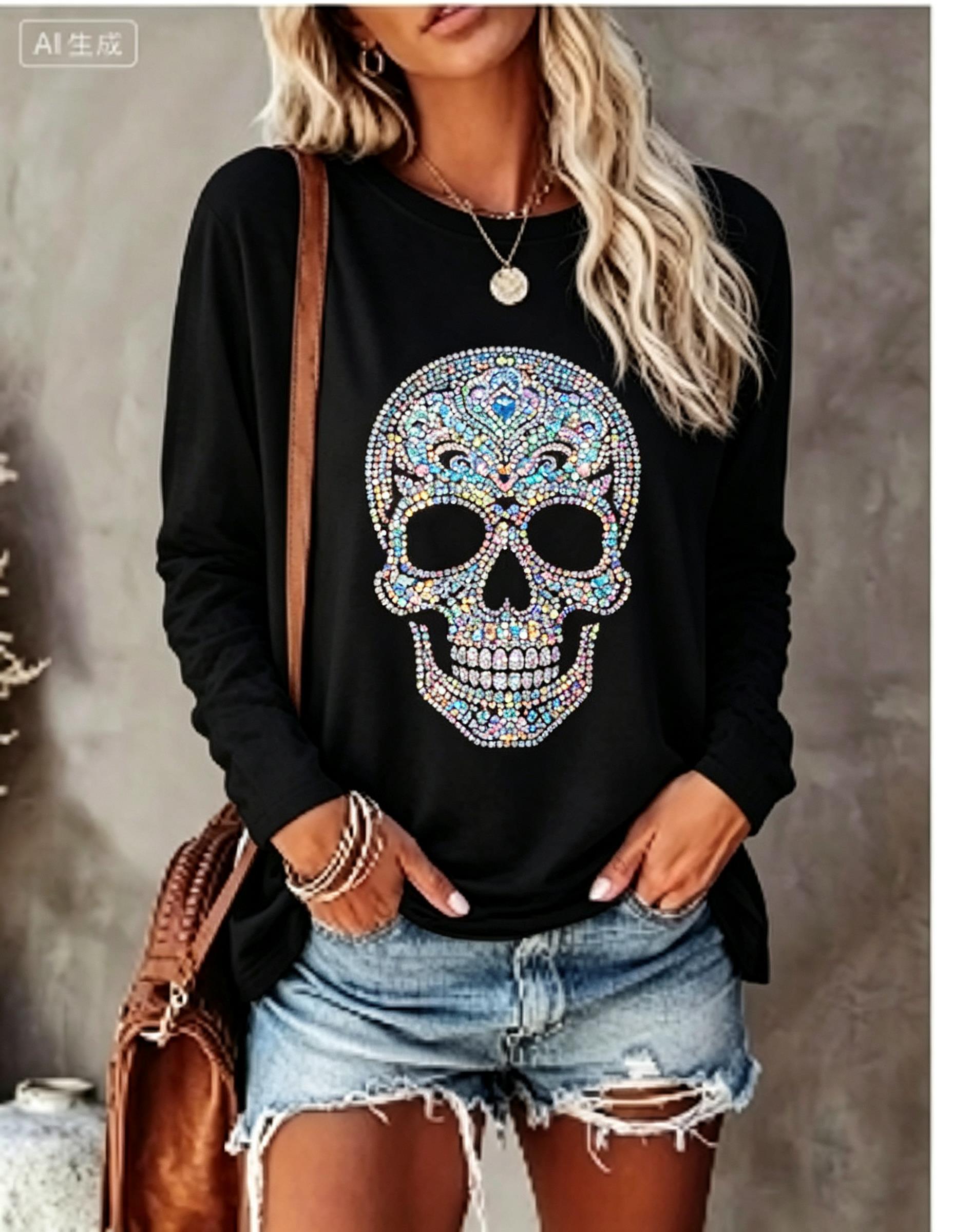 เสื้อยืดแขนยาวผู้หญิง ลายพิมพ์ - Winter Clothing For Women บทวิจารณ์และราคา